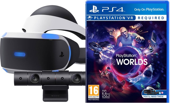 PS4 - PSVR headset Mk4+Kamera+VR Worlds(voucher) - obrázek produktu