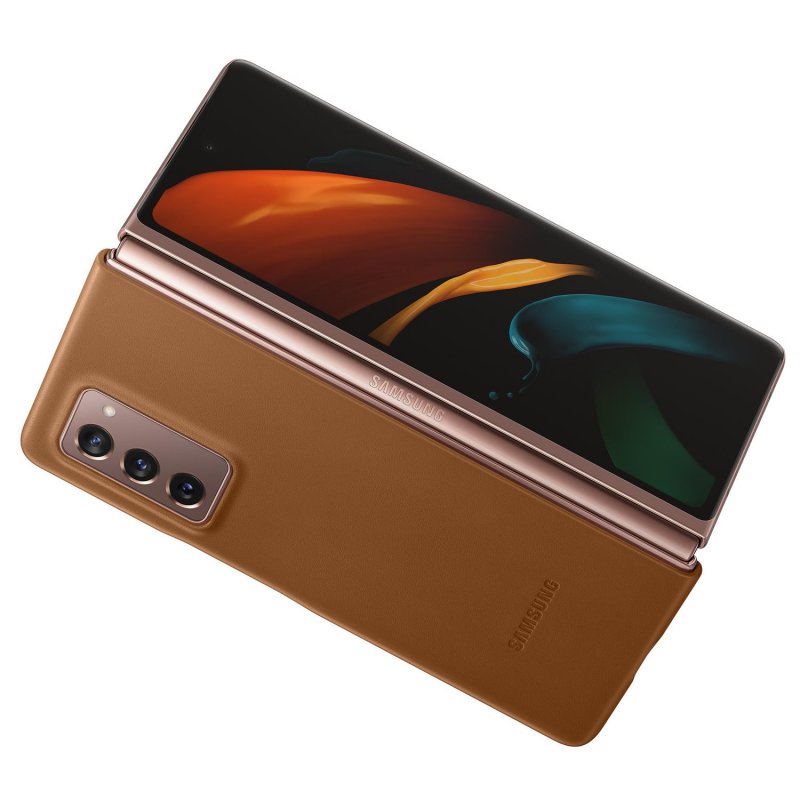 Samsung Kožený zadní kryt pro Z Fold 2 Brown - obrázek č. 3