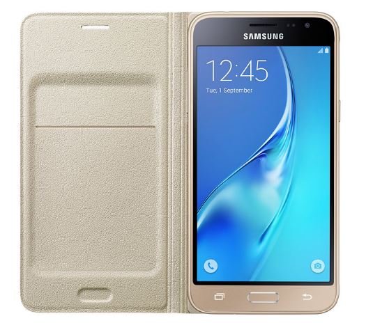 Samsung flip. pouzdro s kaps. pro Galaxy J3, zlatá - obrázek produktu