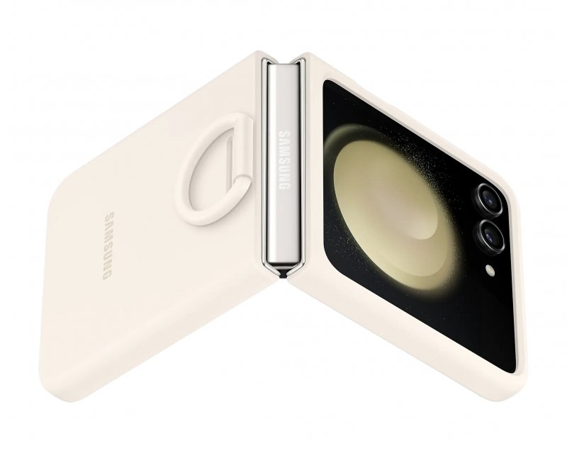 Samsung Silikonový kryt s držákem na prst pro Galaxy Z Flip5 Cream - obrázek č. 2