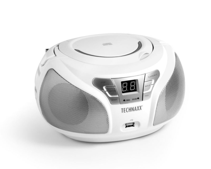 Technaxx Boombox CD přehrávač, BT, FM, USB, bílý - obrázek produktu