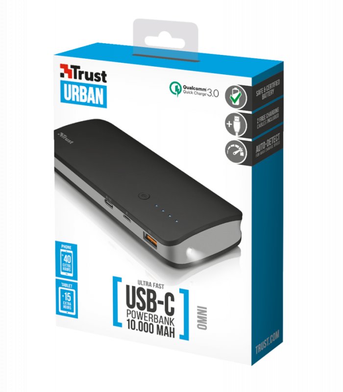TRUST Omni Ultra Fast 10000mAh Powerbank, USB-C - obrázek č. 4