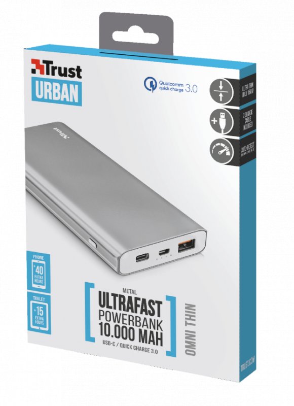 TRUST Omni Thin PowerBank 10000, USB-C - obrázek č. 4