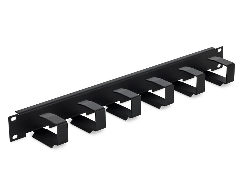 19" vyvazovací panel 1U 6x háček 70x27mm černý kov - obrázek produktu