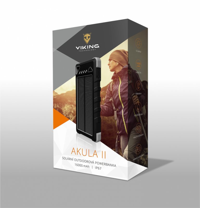 VIKING Solární Outdoor powerbank AKULA II 16000mAh, Červená - obrázek č. 1