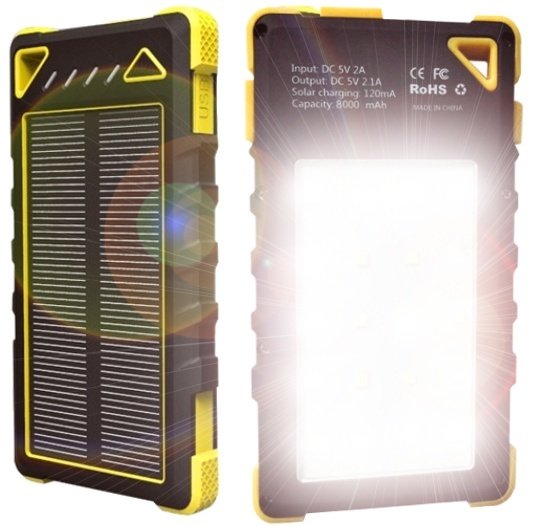 VIKING Solární outdoorová powerbanka Akula I 8000mAh, 20Led, Žlutá - obrázek produktu
