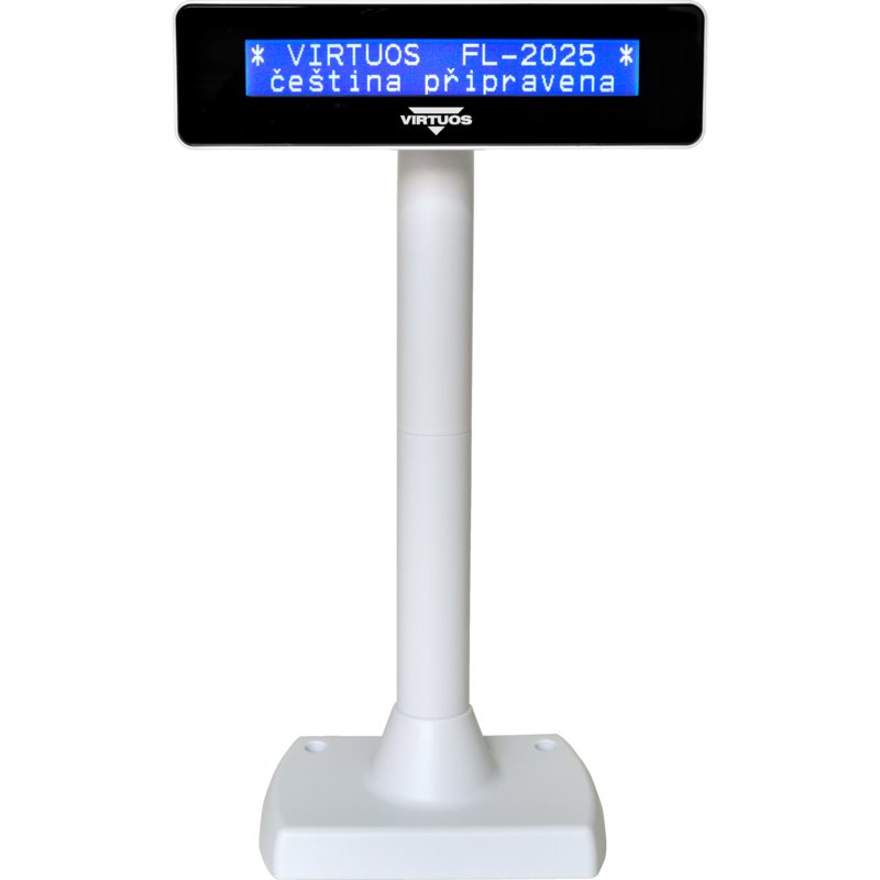 LCD zákaznický displej Virtuos FL-2025MB 2x20, USB bílý - obrázek produktu