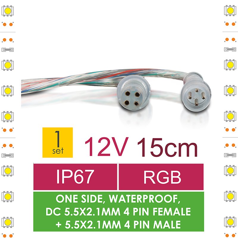 WE Spojka RGB LED pásku kabelová 15cm DC M,F IP67 - obrázek č. 5