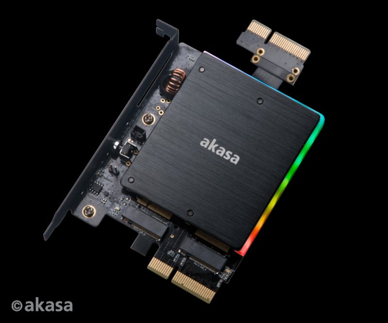 AKASA adaptér dual M.2 do PCIex s chladičem RGB - obrázek produktu