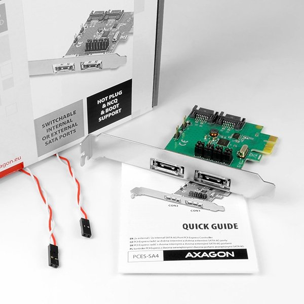 AXAGON PCES-SA4, PCIe řadič - 2x int./ ext. SATA III 6G ASMedia - obrázek č. 6