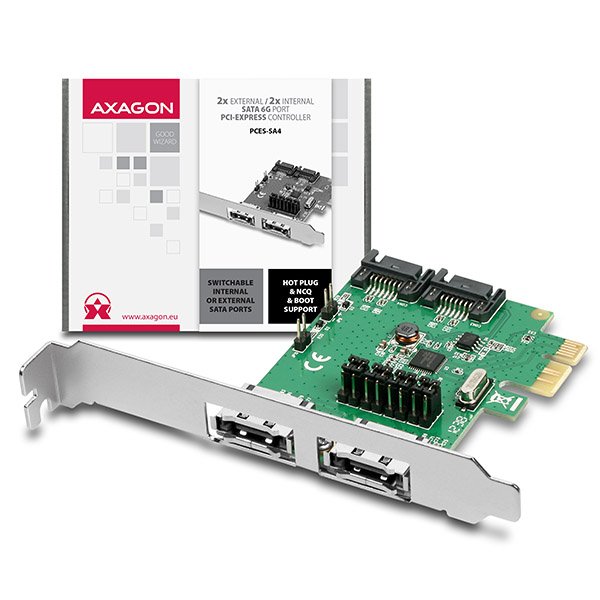 AXAGON PCES-SA4, PCIe řadič - 2x int./ ext. SATA III 6G ASMedia - obrázek produktu