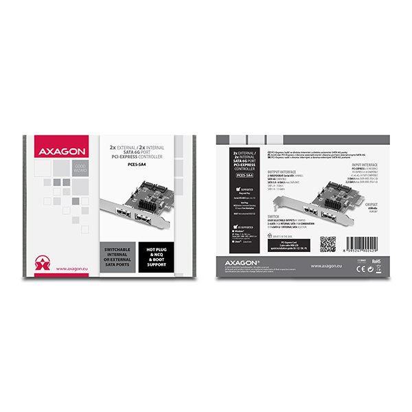 AXAGON PCES-SA4, PCIe řadič - 2x int./ ext. SATA III 6G ASMedia - obrázek č. 7