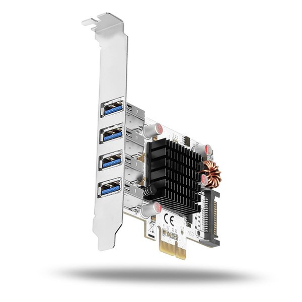 AXAGON PCEU-43VQ, HQ PCIe adapter 4x USB3.0, UASP, nabíjení 3.8A, VIA + LP - obrázek č. 1