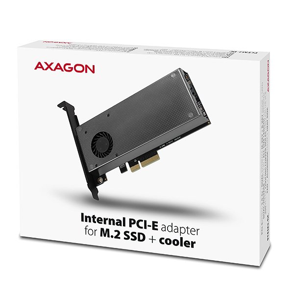 AXAGON PCEM2-DC, PCIe x4 - M.2 NVMe M-key + SATA B-key slot adaptér, chladič, vč. LP - obrázek č. 4