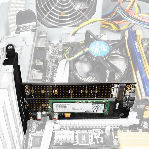 AXAGON PCEM2-D, PCIe x4 - M.2 NVMe M-key + SATA B-key slot adaptér, vč. LP - obrázek č. 8