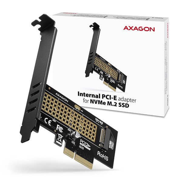 AXAGON PCEM2-N, PCIe x4 - M.2 NVMe M-key slot adaptér, vč. LP - obrázek produktu