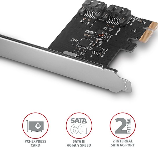 AXAGON PCES-SA2N, PCIe řadič - 2x interní SATA 6G port, ASM1061, SP & LP - obrázek č. 1
