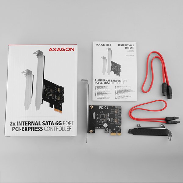 AXAGON PCES-SA2N, PCIe řadič - 2x interní SATA 6G port, ASM1061, SP & LP - obrázek č. 4
