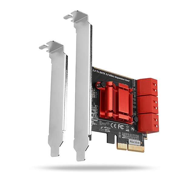 AXAGON PCES-SA6, PCIe řadič - 6x interní SATA 6G port, ASM1166, SP & LP - obrázek produktu