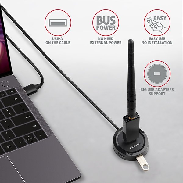 AXAGON HUE-P1AL, 4x USB 3.2 Gen 1 ROUND hub, micro USB napájecí konektor, kabel USB-A 1.2m - obrázek č. 2
