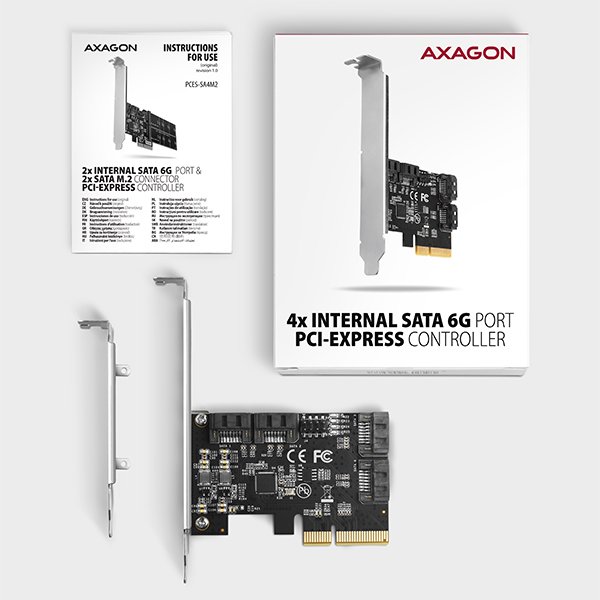 AXAGON PCES-SA4X4, PCIe řadič - 4x interní SATA 6G port, ASM1164, SP & LP - obrázek č. 4