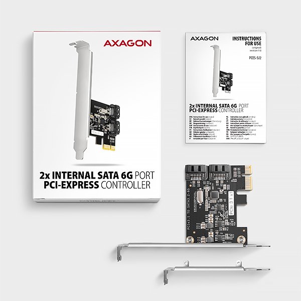 AXAGON PCES-SJ2, PCIe řadič - 2x interní SATA 6G port, JMB582, SP & LP - obrázek č. 4