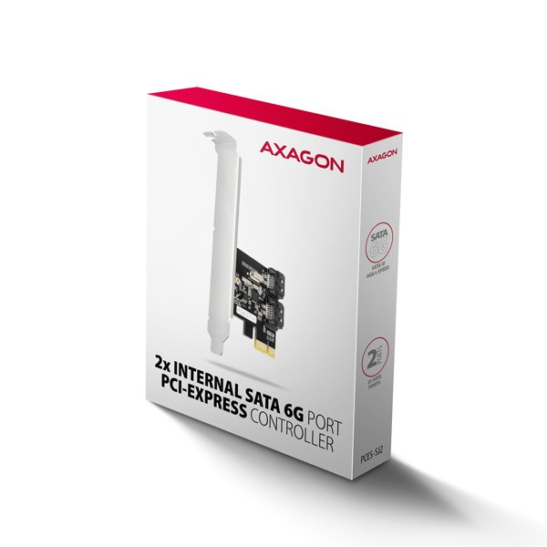 AXAGON PCES-SJ2, PCIe řadič - 2x interní SATA 6G port, JMB582, SP & LP - obrázek č. 5