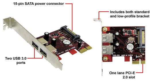 Addonics 2-port USB 3.0 PCIe-1X controller - obrázek č. 1