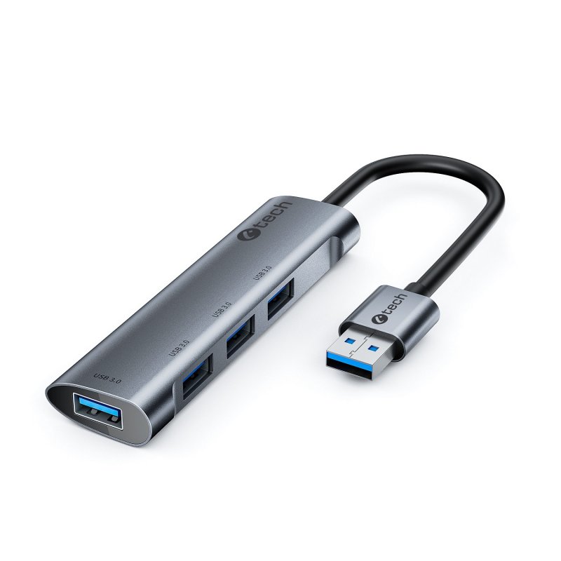 HUB USB C-tech UHB-U3-AL, 4x USB 3.2 Gen 1, hliníkové tělo - obrázek produktu