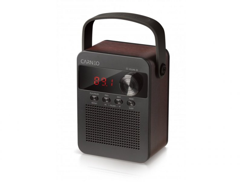 CARNEO F90 FM rádio, BT reproduktor, black/ wood - obrázek produktu
