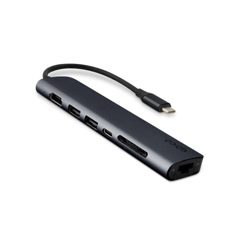 Epico 7v1 hliníkový USB-C 8K hub - inkoustová - obrázek produktu
