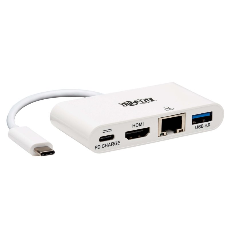 Tripplite Mini dokovací stanice USB-C /  HDMI, USB-A, GbE, 60W nabíjení, HDCP, bílá - obrázek produktu