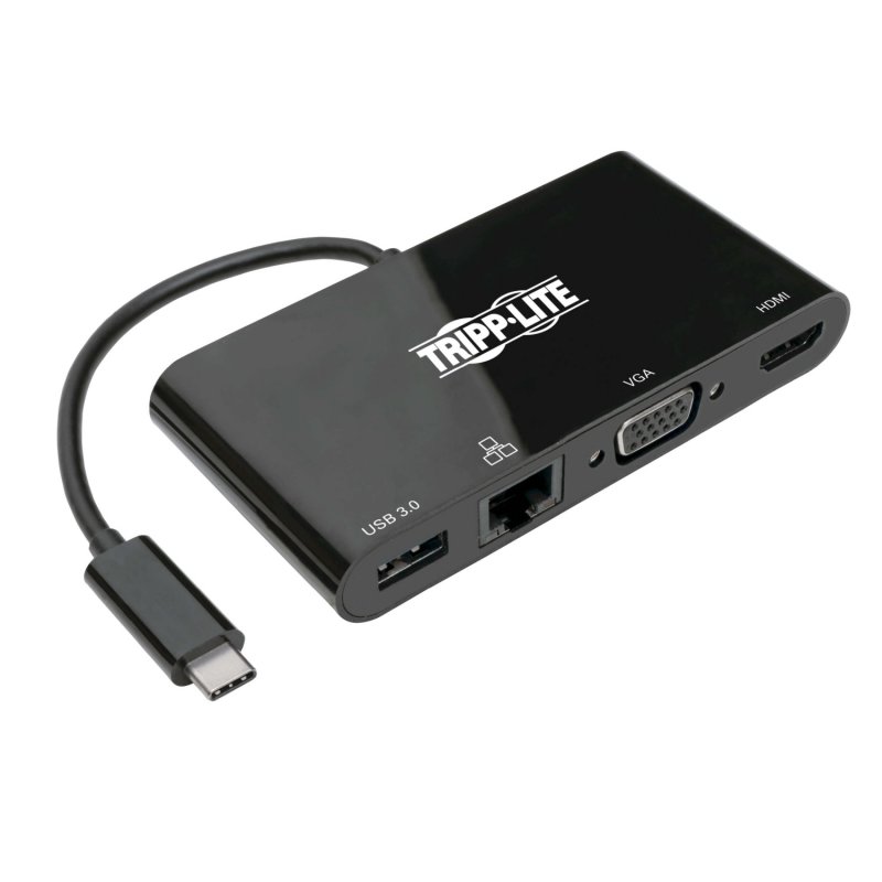 Tripplite Mini dokovací stanice USB-C /  HDMI, VGA, USB-A, GbE, HDCP, černá - obrázek produktu