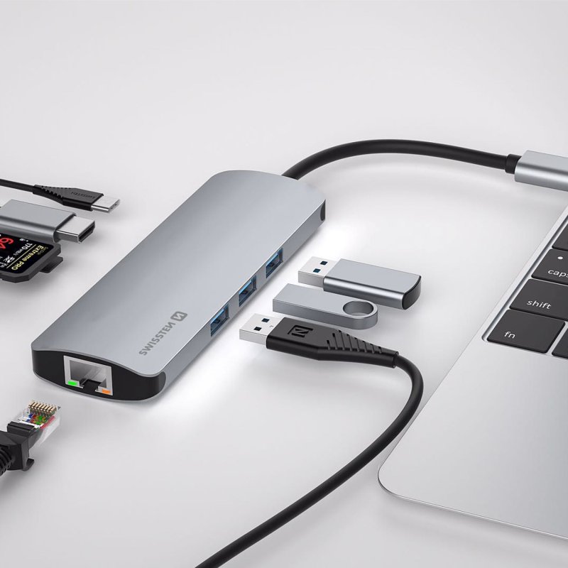 SW USB-C HUB 8-IN-1 - HLINÍK - obrázek č. 1