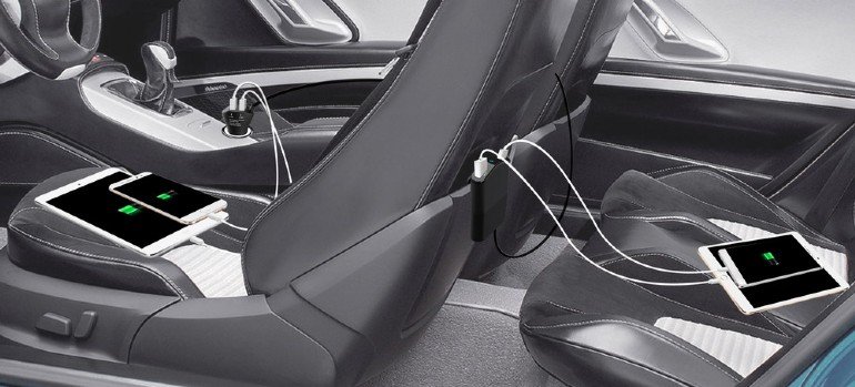 GEMBIRD 4-port front and back seat car charger, 9.6 A, black - obrázek č. 3