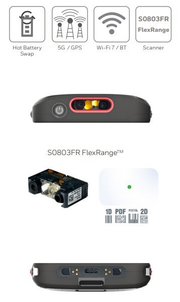 Honeywell CT70: WIFI7 / 6E, 8GB / 128GB, FlexRange Engine-Green Laser, Extended Battery, GMS - obrázek č. 1