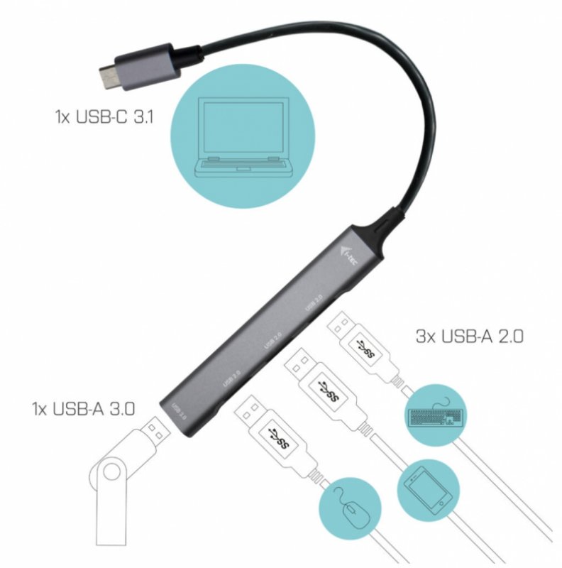 i-tec USB 3.0 Metal pasivní 4 portový HUB - obrázek č. 2