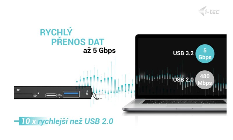 i-tec USB-C / USB-A Dongle SD / microSD card reader + 2x USB port (1x USB-A, 1x USB-C) - obrázek č. 6