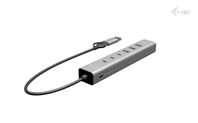 i-tec USB-C / USB-A Metal HUB 6 port (3x USB-C, 3x USB-A), LAN, Power Delivery 85W - obrázek č. 1