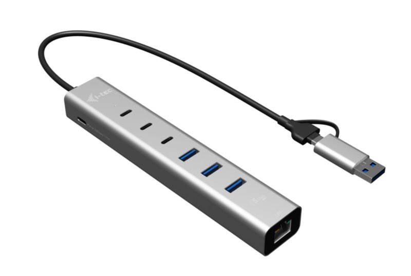 i-tec USB-C / USB-A Metal HUB 6 port (3x USB-C, 3x USB-A), LAN, Power Delivery 85W - obrázek produktu