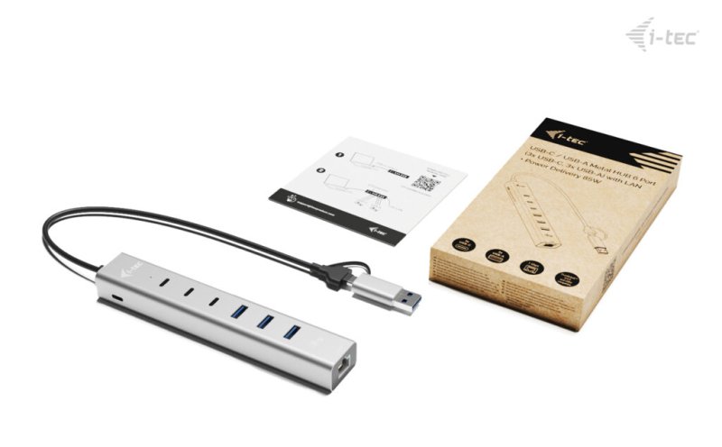 i-tec USB-C / USB-A Metal HUB 6 port (3x USB-C, 3x USB-A), LAN, Power Delivery 85W - obrázek č. 8
