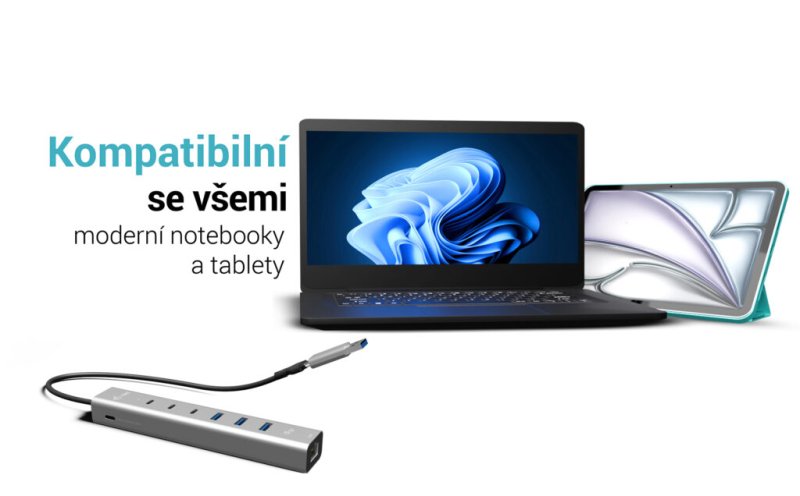 i-tec USB-C / USB-A Metal HUB 6 port (3x USB-C, 3x USB-A), LAN, Power Delivery 85W - obrázek č. 3