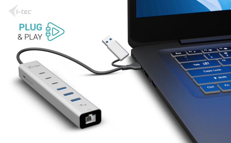 i-tec USB-C / USB-A Metal HUB 6 port (3x USB-C, 3x USB-A), LAN, Power Delivery 85W - obrázek č. 6
