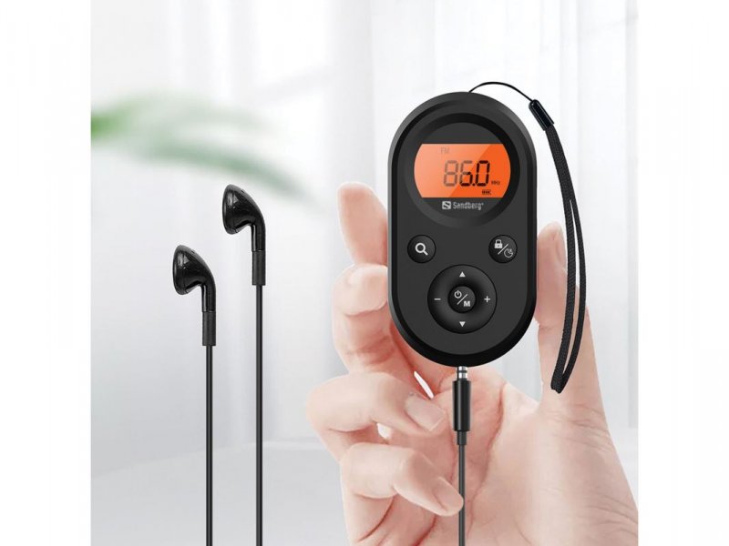 Sandberg kapesní FM+AM rádio Recharge, dobíjecí baterie, display, černá - obrázek č. 4