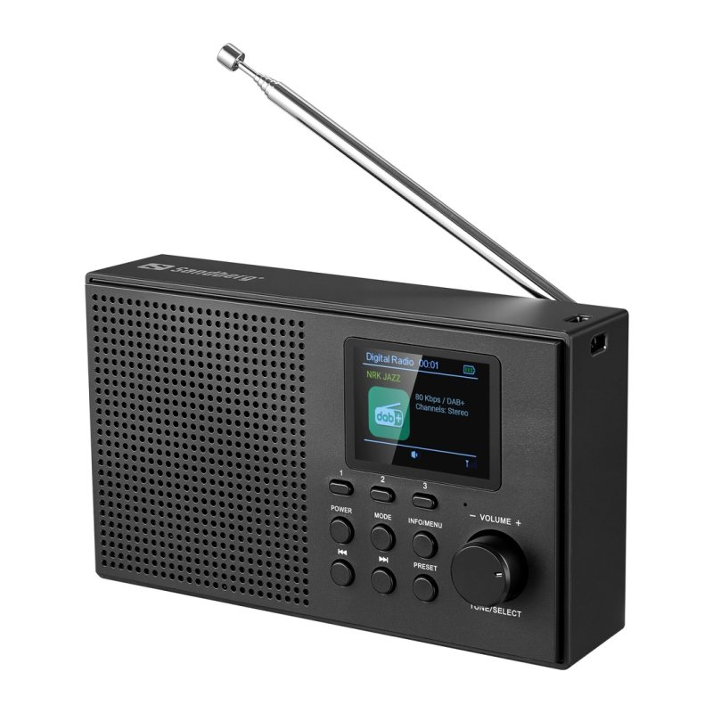 Sandberg Speaker Radio DAB+BT Recharge, přenosné DAB+ / FM rádio s Bluetooth, černá - obrázek produktu