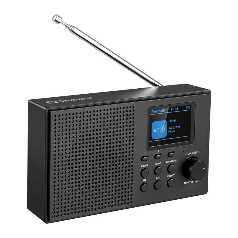Sandberg Speaker Radio DAB+BT Recharge, přenosné DAB+ / FM rádio s Bluetooth, černá - obrázek č. 1