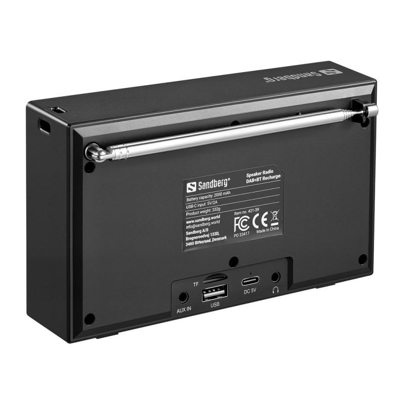 Sandberg Speaker Radio DAB+BT Recharge, přenosné DAB+ / FM rádio s Bluetooth, černá - obrázek č. 3
