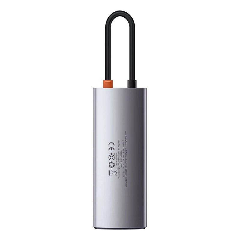 Baseus USB Hub Metal Gleam Series 5v1 (USB-C PD 100W, 3x USB 3.0, HDMI) šedý - obrázek č. 4