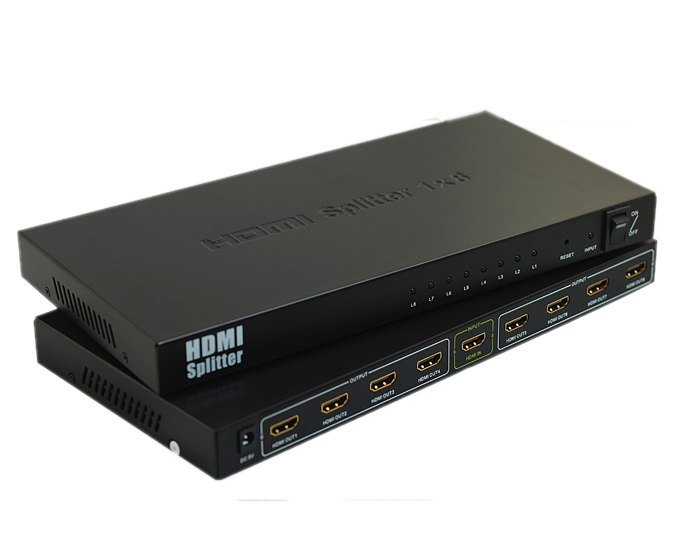 PremiumCord HDMI splitter 1-8 portů kovový s napájecím adaptérem, 3D, FULL HD - obrázek produktu