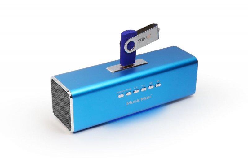 Technaxx MusicMan, baterie 600 mAh, FM, USB, modrý - rozbaleno (sleva) - obrázek produktu